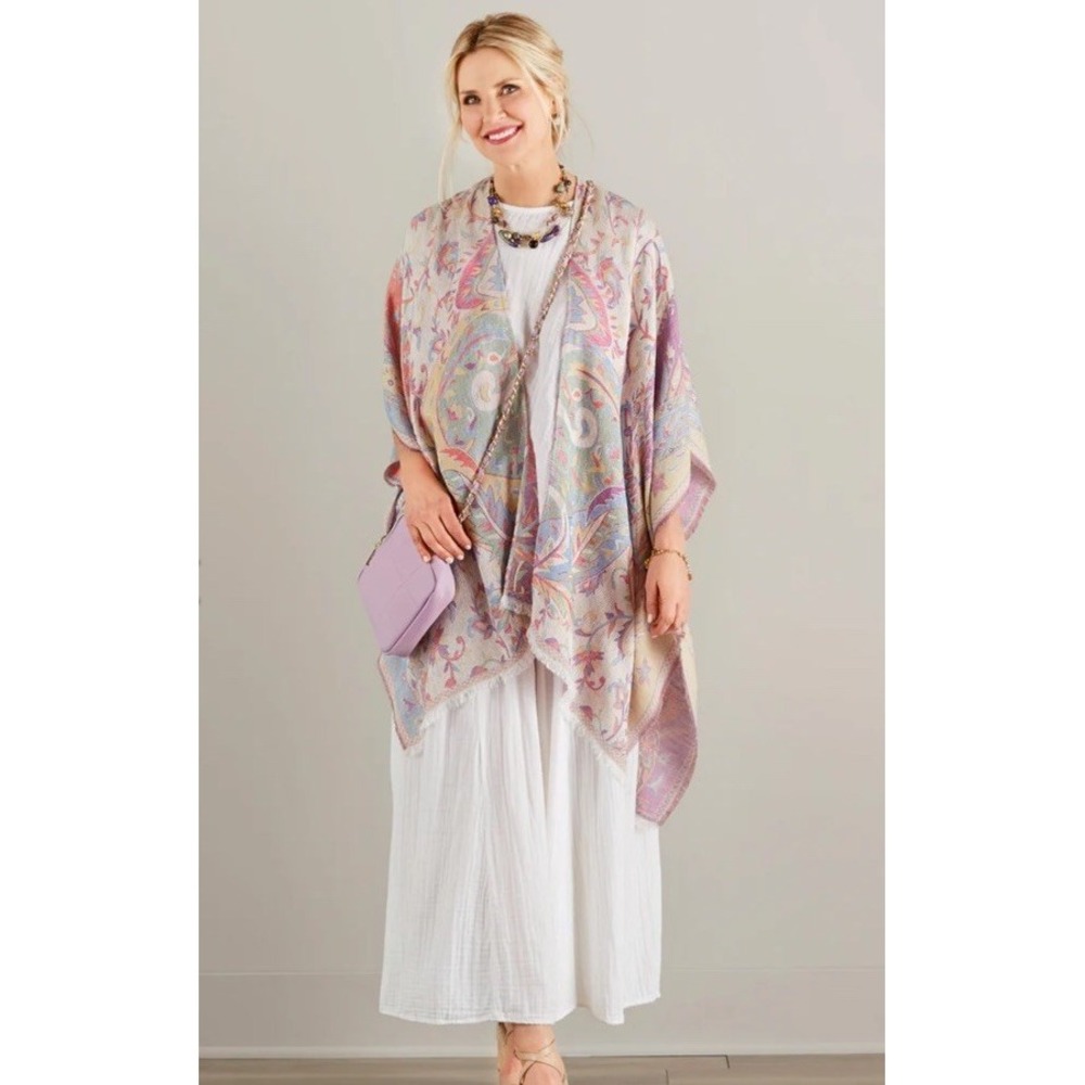 Paisley Pastels‎ Kimono Wrap Silky Viscose Elegant Bohemian